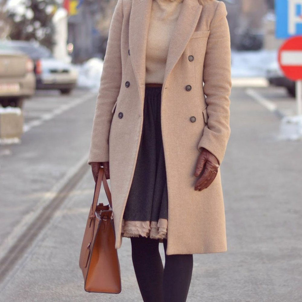ZARA Camel Wool Long Coat Medium